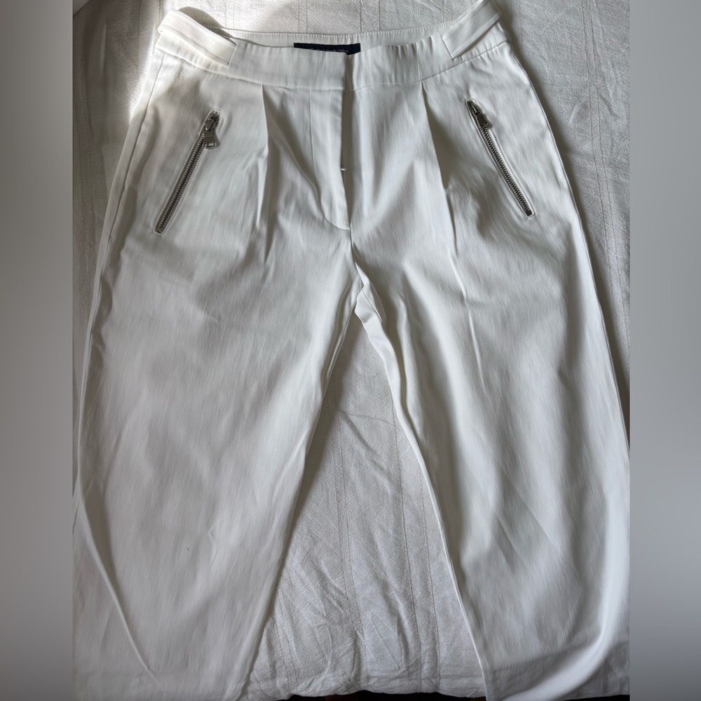 French Connection White Trousers Pants with Zipper Pockets